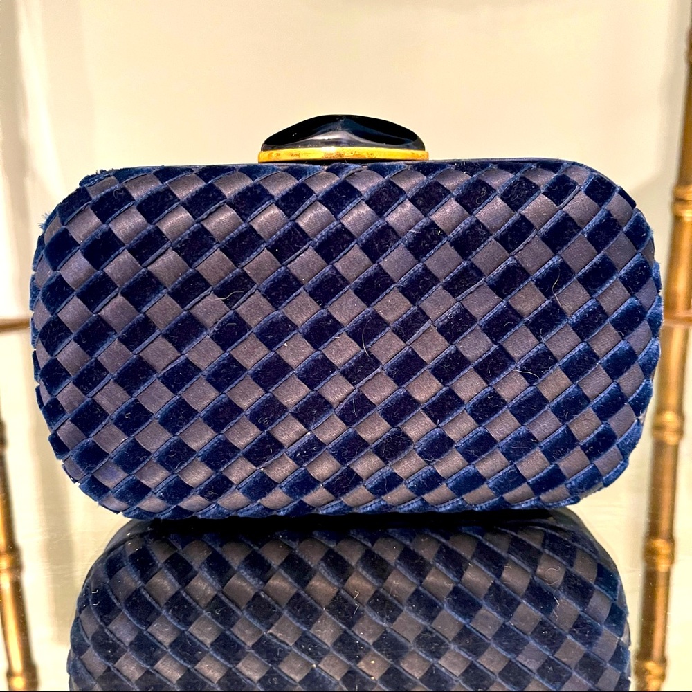 BOTTEGA VENETA ROYAL BLUE VELVET EVENING BAG - I’m moving make me an offer!!!
